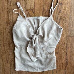 Abercrombie and Fitch champagne front tie satin top